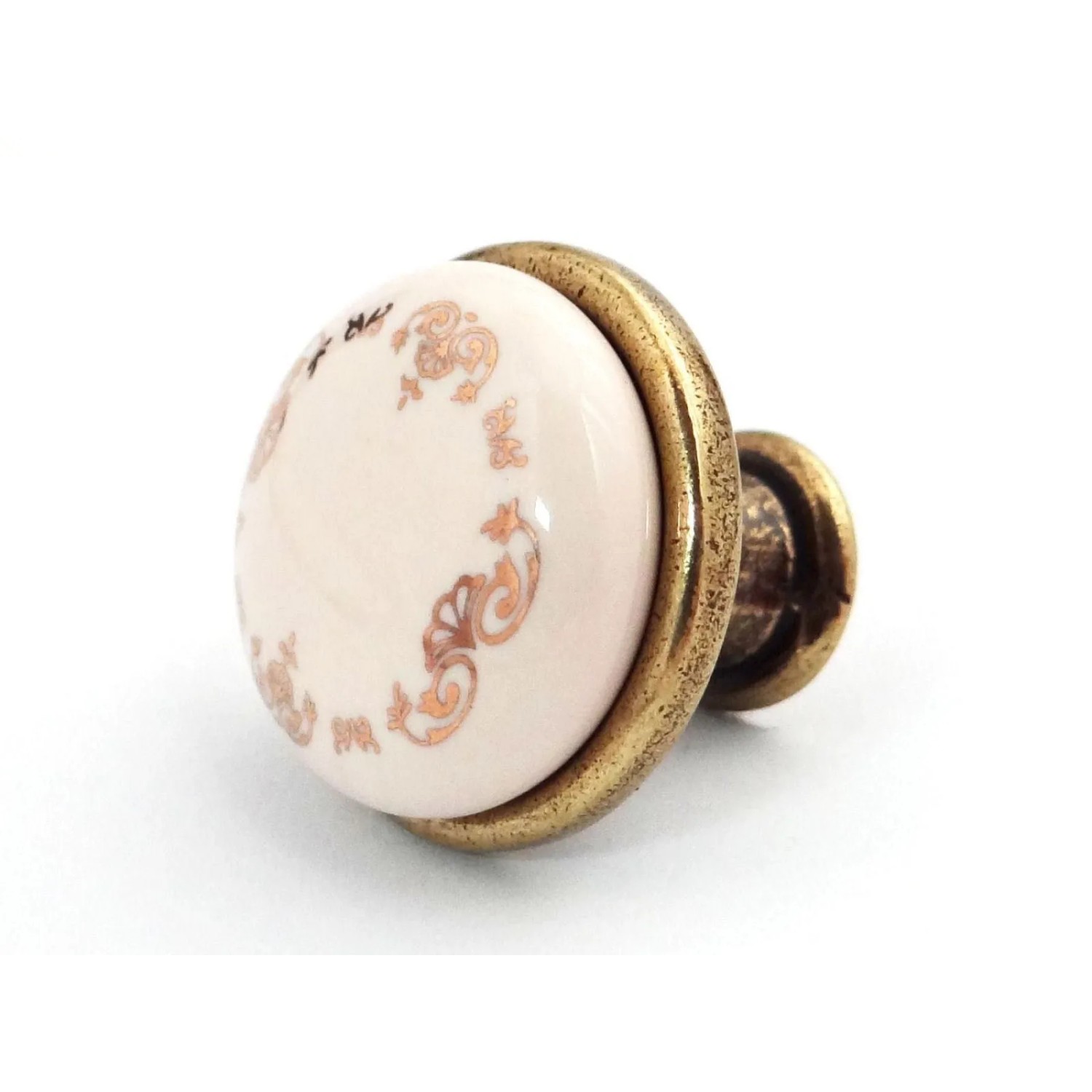 SOTECH Porzellanknopf KARI Ø28 mm Messing Antik Gold