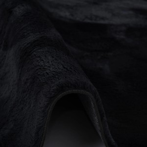 Detailaufnahme: Schwarzer, runder Fellteppich „Pergamon Luxus Super Soft“ (160x160 cm).