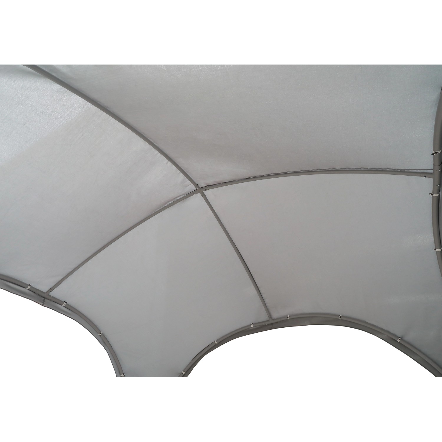 Detailaufnahme des grauen Pavillon Oromocto (320x320 cm) mit Blick auf das Kuppeldach.