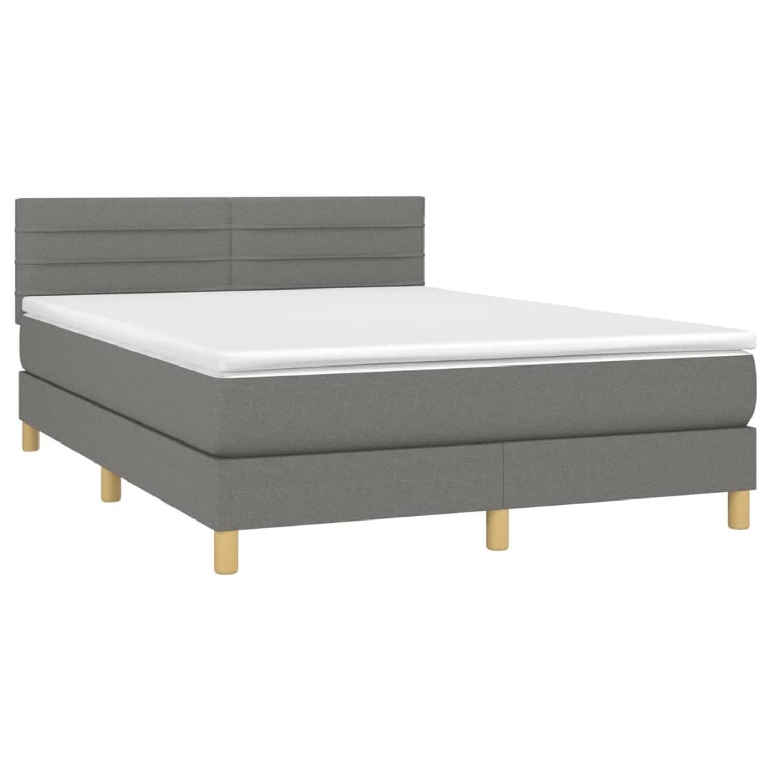 vidaXL Boxspringbett mit Matratze & LED Dunkelgrau 140x200 cm Stoff 3133798 günstig online kaufen