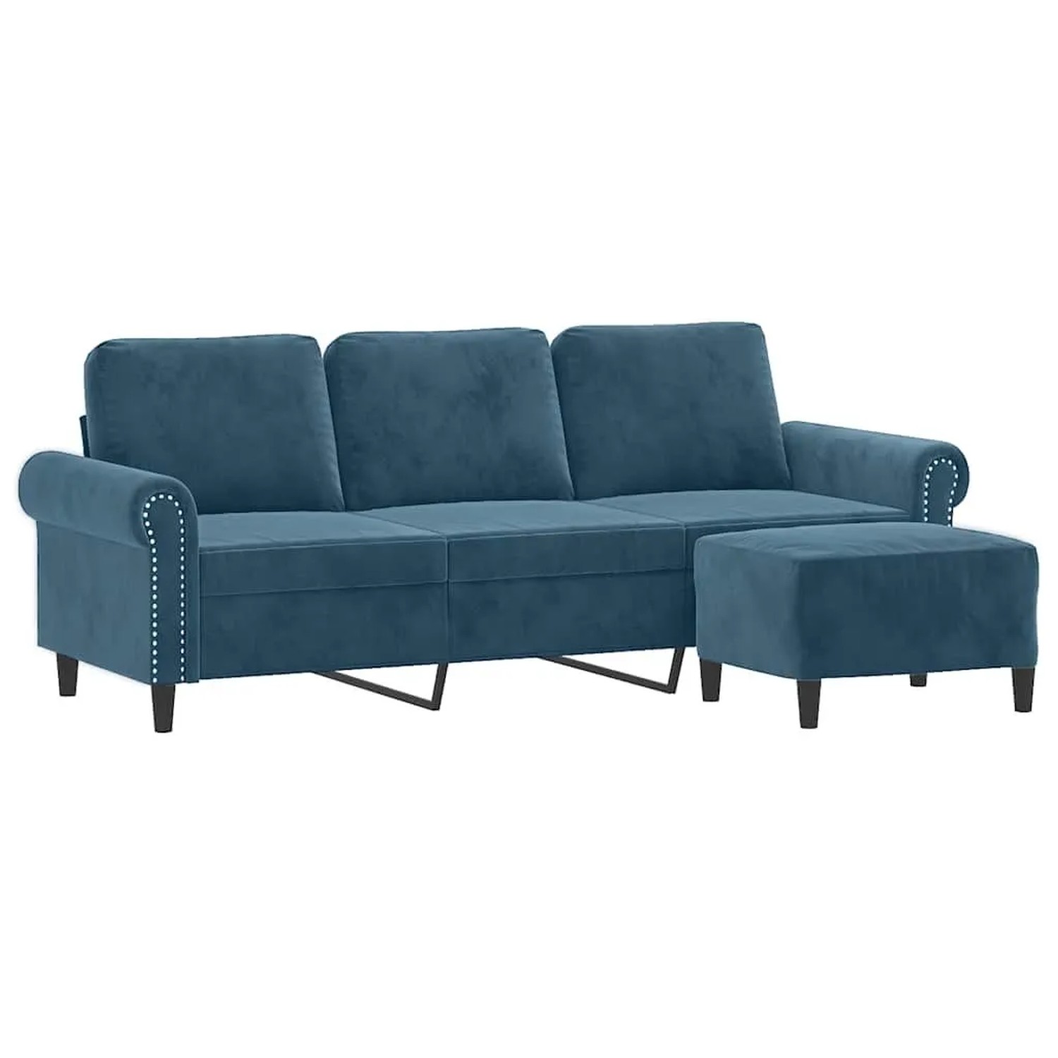 vidaXL 3-Sitzer-Sofa mit Hocker Blau 180 cm Samt 3201224
