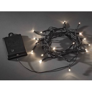 Konstsmide LED Lichterkette mit 20 warmweißen LEDs und schwarzem Kabel für innen und außen.