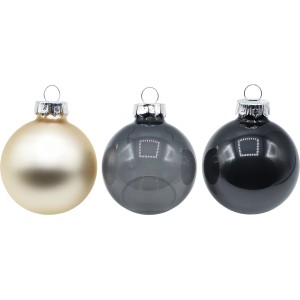 Vitbis Weihnachtskugeln, 28-teiliges Set, Ø 6 cm, Graphit und Champagner, aus Glas.