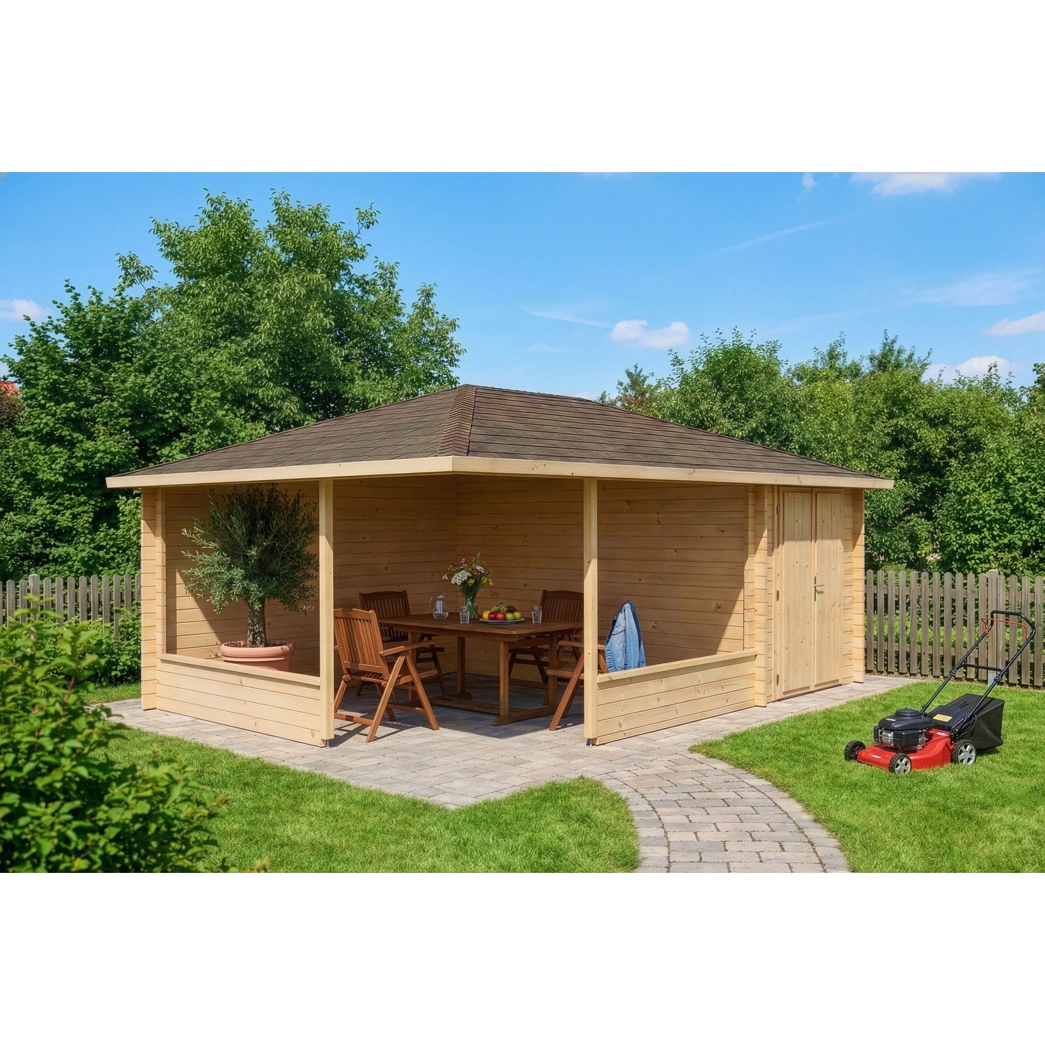 Alpholz Gartenhaus Maik-40 Unbehandelt 600 cm x 425 cm