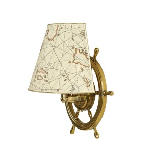Licht-Erlebnisse Wandlampe Messing Papier 33 cm Hoch E27 Maritim