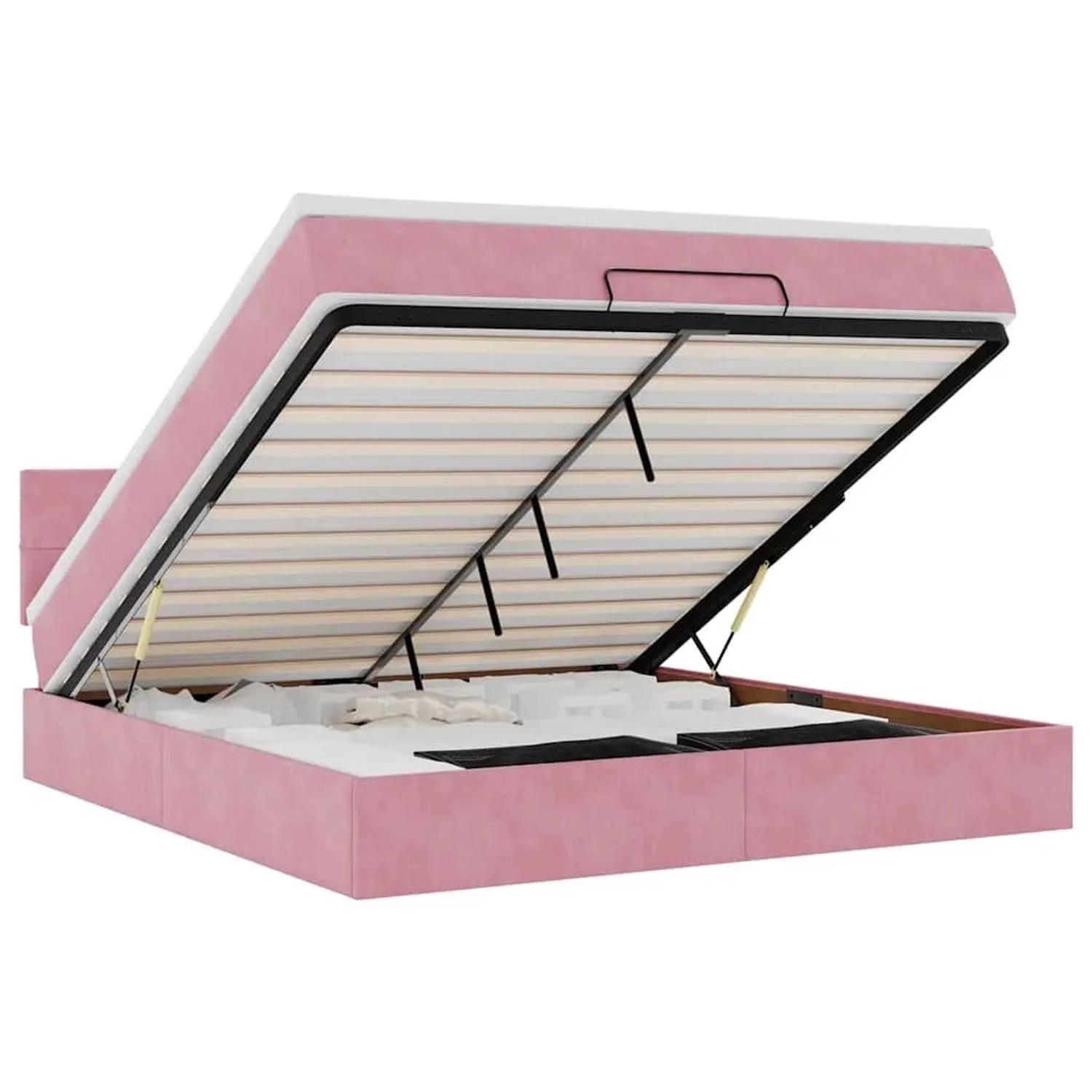 vidaXL Ottoman-Bett mit Matratze & LEDs Rosa 160x200 cm Samt 3312637