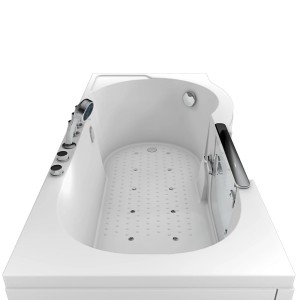 Weiße AquaVapore Senioren-Badewanne mit Tür und Whirlpoolfunktion, 170x85 cm.