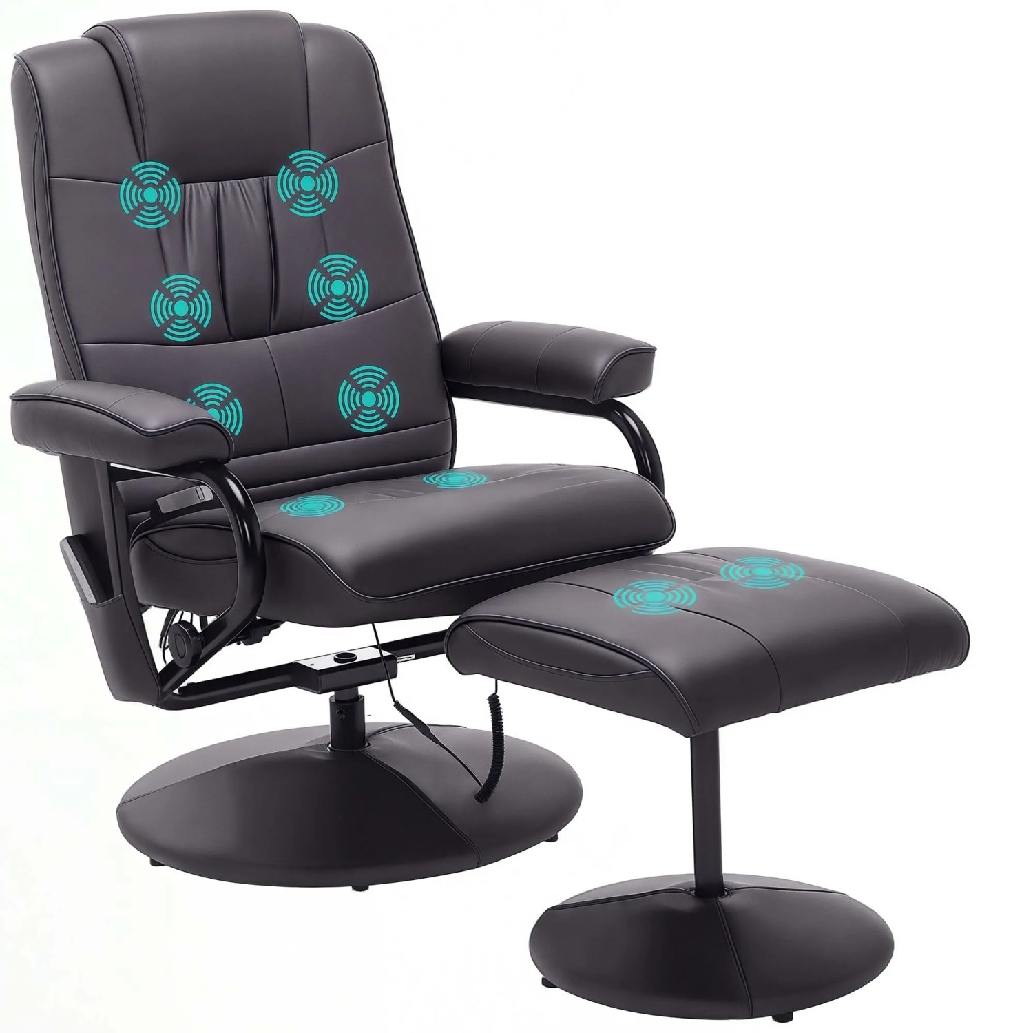 HOMCOM Massagesessel mit Hocker Elektrisch mit Liegefunktion Fernbedienung Braun