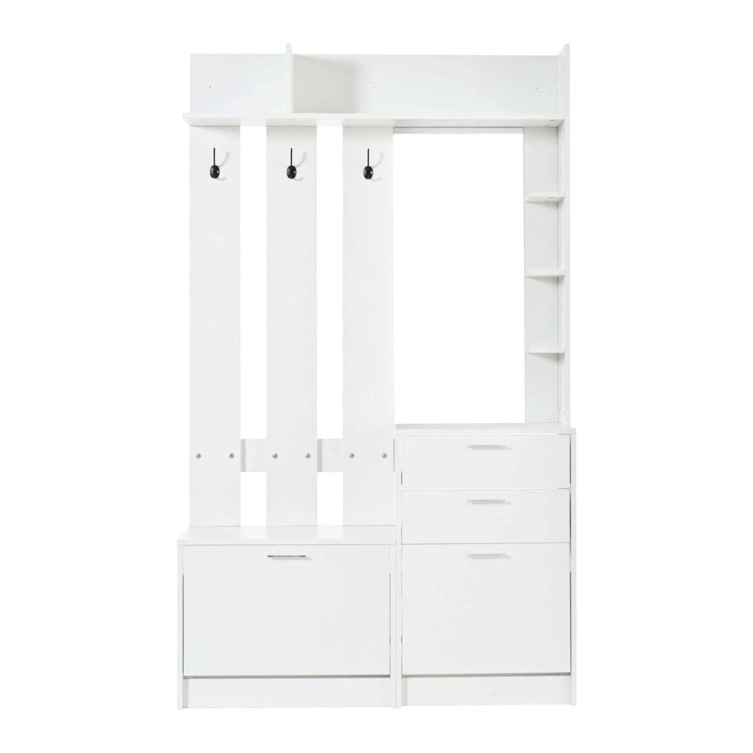 Merax Garderobe 110x34x185cm Schuhschrank Spiegel Weiß