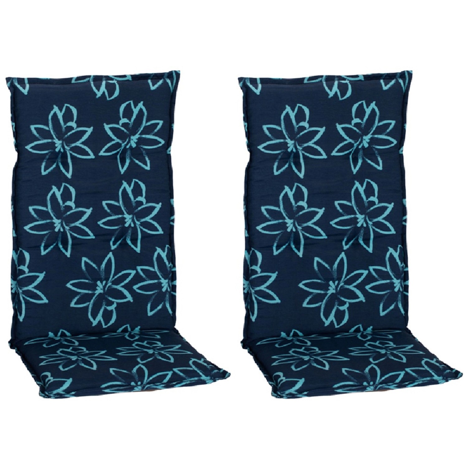 Beo Sitzauflage Hochlehner Bunde 2er-Set Hellblau-Dunkelblaue Blumen günstig online kaufen