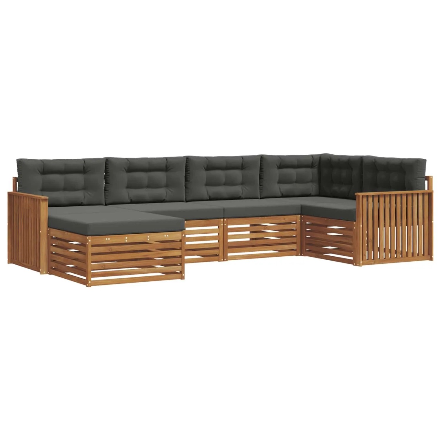 vidaXL Outdoor-Sofagarnitur mit Kissen 6-Tlg Natur und Anthrazit 3373737