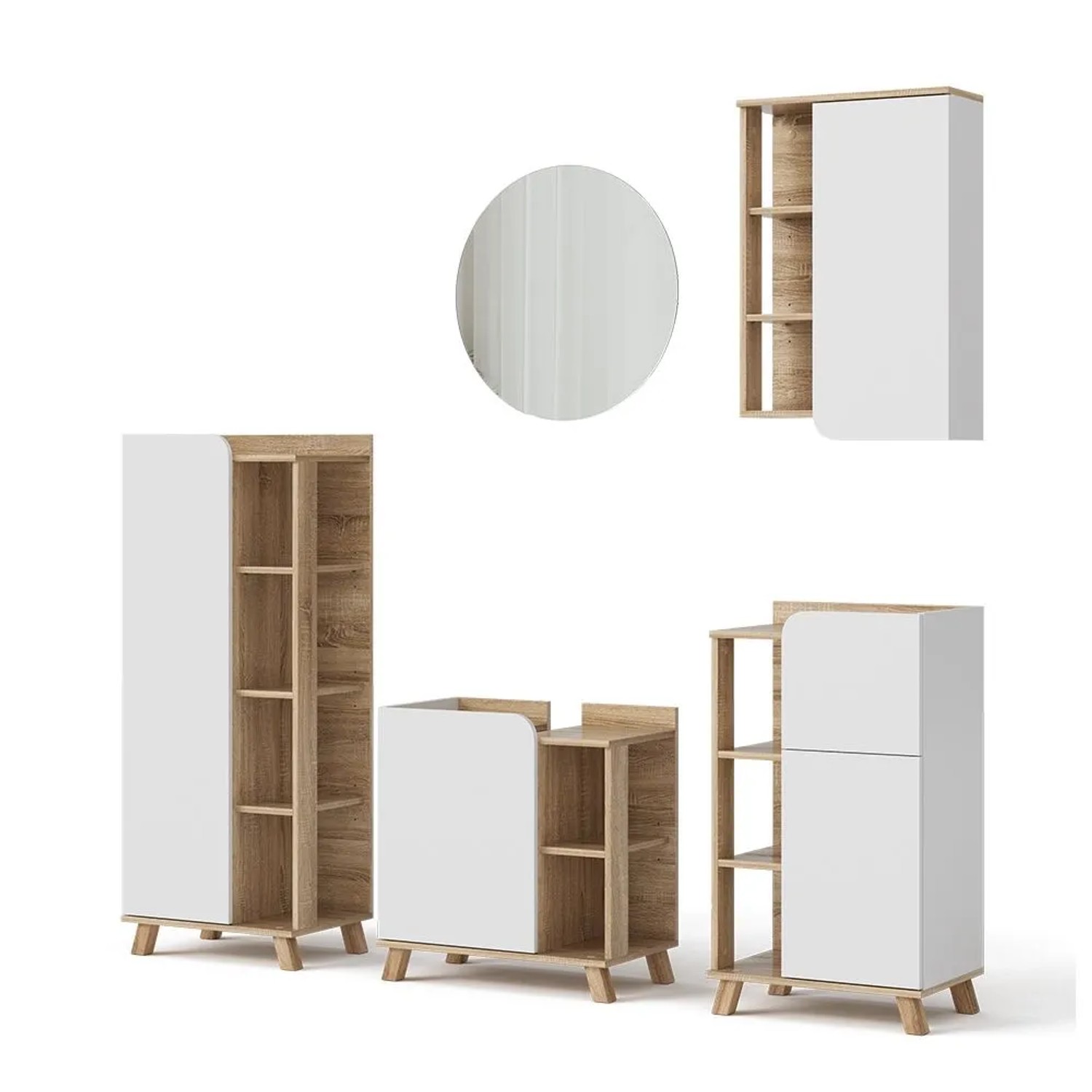 Vicco Badmöbel-Set Karen Sonoma/Weiß 60 x 65 5-teilig