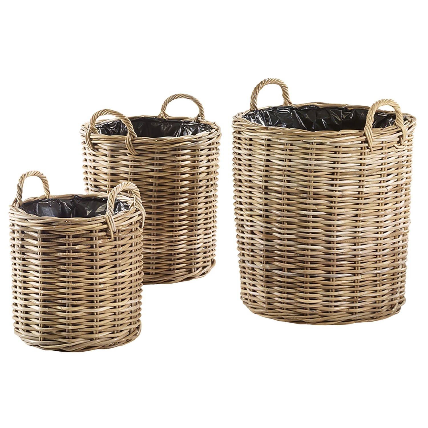 Kobolo Pflanzkorb Rattanübertopf Korb mit Folie zum Bepflanzen