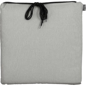 Hellgraues Bistro Kissen Paddy 40x40 cm von In the Mood mit Kordeln zum Befestigen.