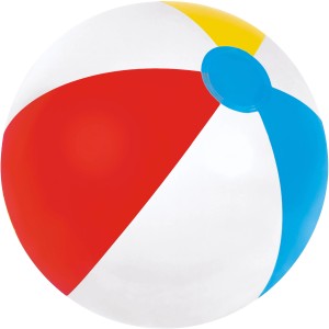 Bestway Wasserball Summer Essential, Ø 41 cm, mit bunten Retro-Streifen in Rot, Gelb, Blau und Weiß.