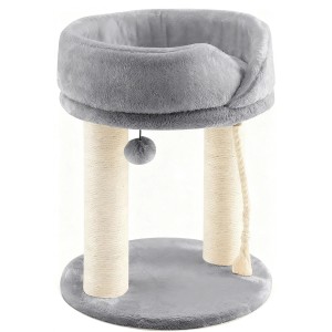 Costway Kratzbaum Klein 4 in 1 Katzenbaum mit Weicher Sitzfläche Grau