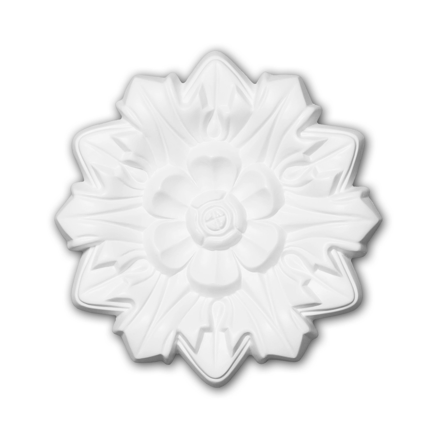 PROFHOME 156011 RoSette aus Polyurethan DeckenroSette Zierelement 19,8 cm 19,8 cm x 2,1 cm Weiß
