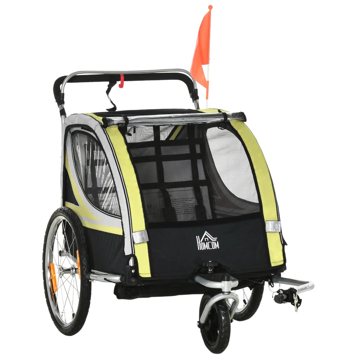 HOMCOM 2 in 1 Kinderfahrradanhänger mit Mesh-Tür