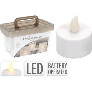 24er Set LED Teelichter mit Batterien im Eimer. Sichere Deko-Lichter für gemütliche Atmosphäre.