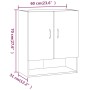 Weißer Wandschrank (60x31x70 cm) mit zwei Türen und offenem Fach. Büroschrank zur Wandmontage.