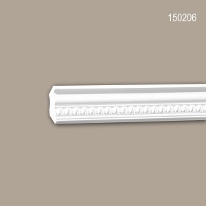 Weiße PROFHOME Eckleiste 150206 aus Polyurethan, 200 cm lang. Deckenleiste im Neo-Klassizismus Stil.