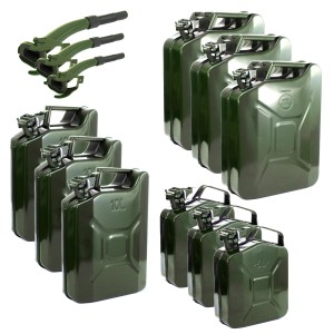 Holmwerk 3x Kraftstoffkanister Metallkanister 20 Liter Olivgrün Mit Ausgießer