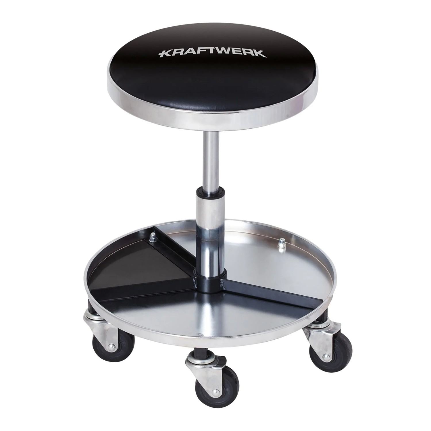 Kraftwerk Werkstatt-Rollhocker Silber-Schwarz 450 mm x 570 mm Belastbar 135 kg
