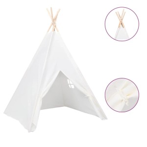 vidaXL Kinder Tipi-Zelt mit Tasche Pfirsichhaut Weiß 120x120x150 cm 80271