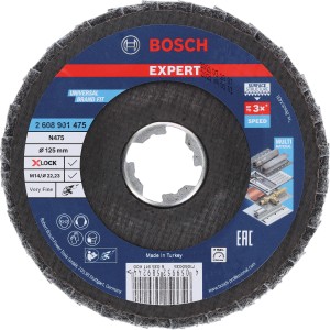 Bosch Expert Fächerschleifscheibe N475, fein, Ø 125mm, für Winkelschleifer. Zum Veredeln von Metalloberflächen.