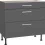 Optifit Unterschrank Ingvar420, 90 cm breit, Anthrazit Matt, mit drei Auszügen und silberfarbenen Griffen.