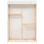 vidaXL Kleiderschrank mit 3 Ebenen, weißem Stoffbezug und Holzrahmen. Schrank für Schlafzimmer oder Ankleidezimmer.