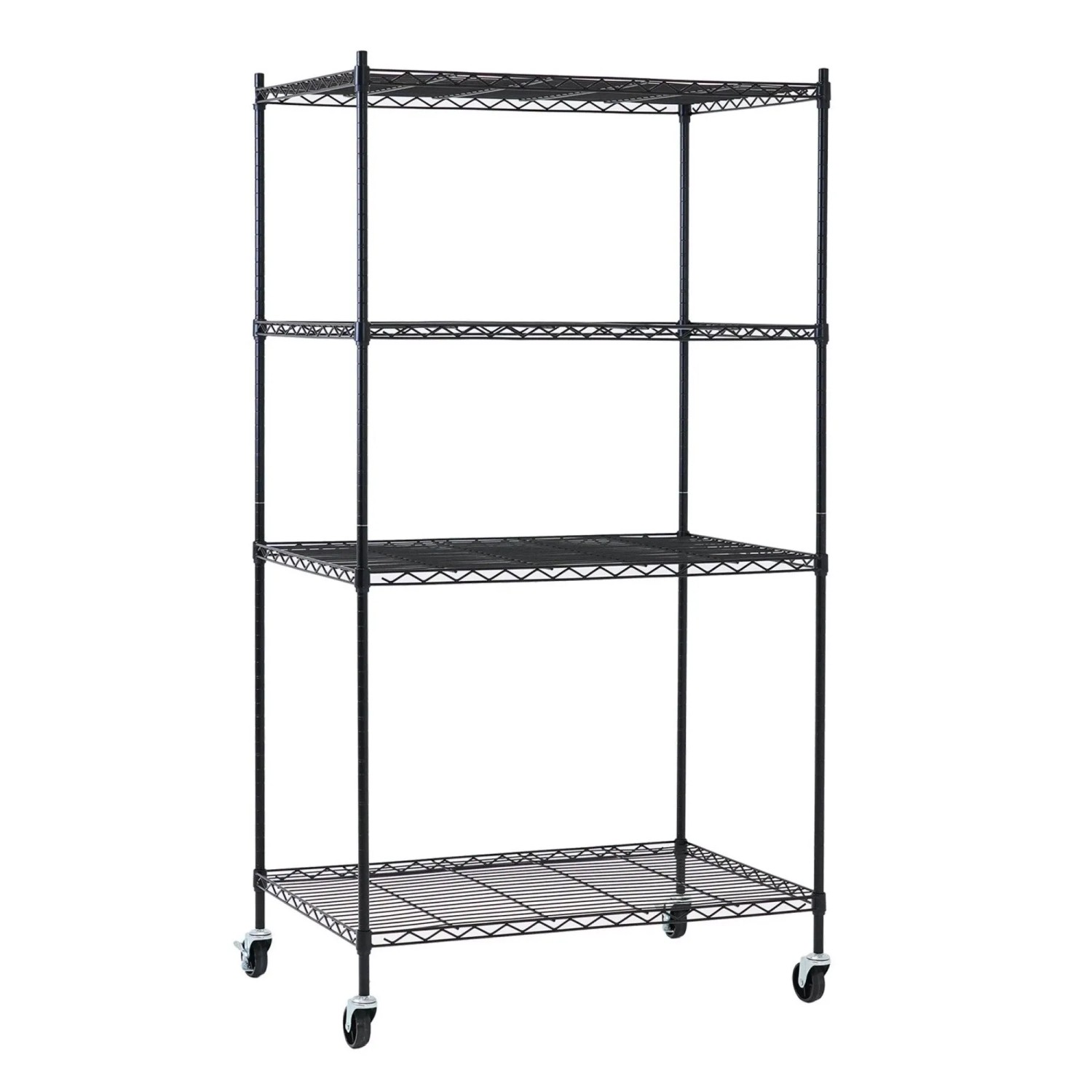 PROREGAL Gitterregal HADES Mit Rollen & 4 Gitterböden Metall 160x90x60cm Fachlast 75kg Metallregal Schwarz  Schmal Küchenregal Aufbewahrungsregal