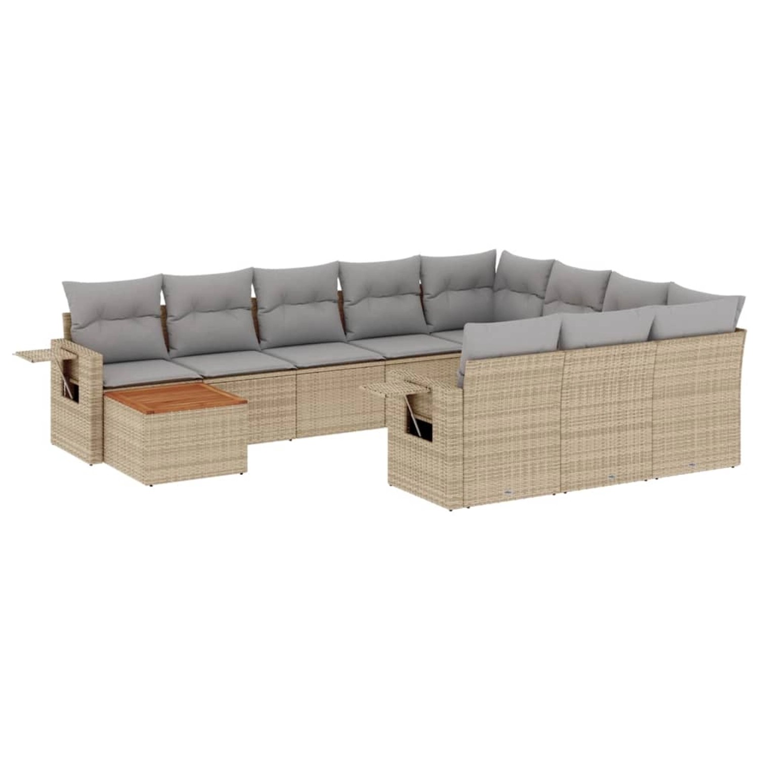 vidaXL 11-Tlg Garten-Sofagarnitur mit Kissen Beige Poly Rattan 3257081 günstig online kaufen