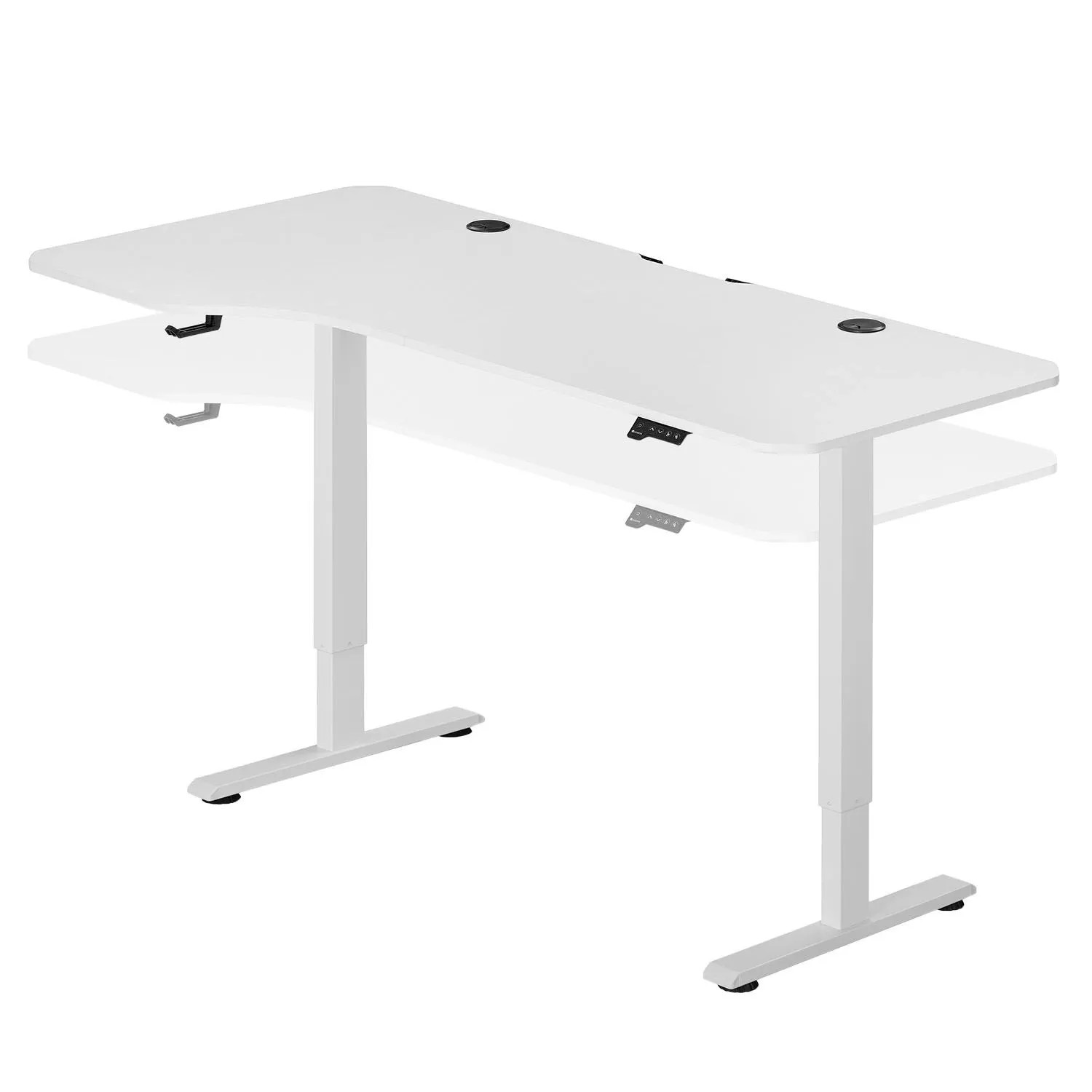 Weißer, höhenverstellbarer Juskys Schreibtisch Office Stand 160x75 cm mit Ablage.