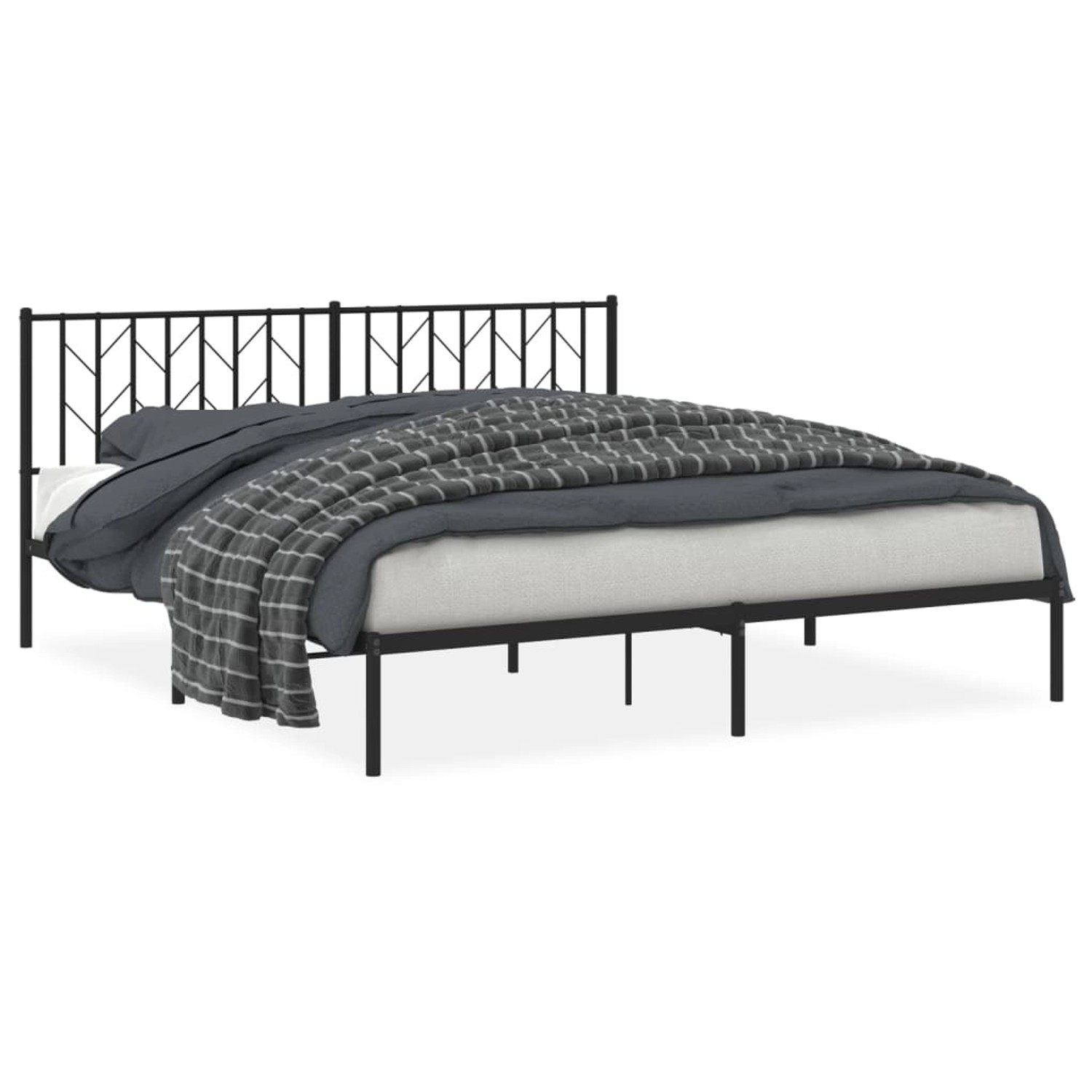 vidaXL Bettgestell mit Kopfteil Metall Schwarz 180x200 cm 374441 günstig online kaufen