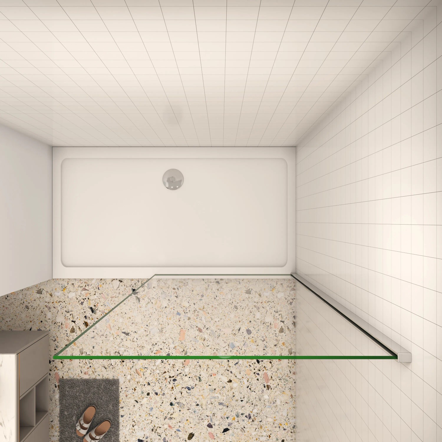 AICA Walk-In Duschkabine, 60x200cm, 8mm ESG Glas, Duschwand, Duschtrennwand