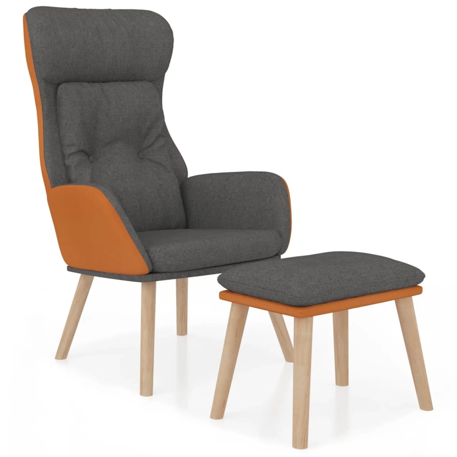 vidaXL Relaxsessel mit Hocker Dunkelgrau Kunstleder & Stoff 3097762 günstig online kaufen