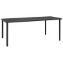 Schwarzer vidaXL Gartentisch aus Stahl und Glas, Teil der 9-tlg. Essgruppe.