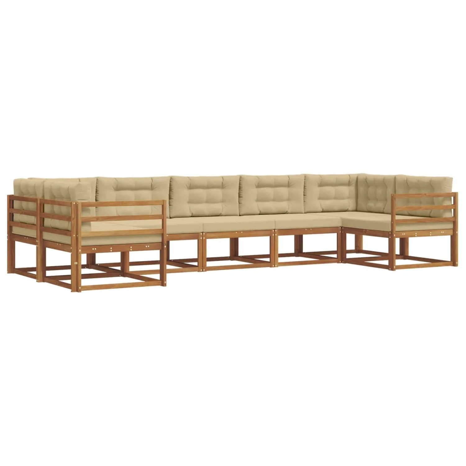 vidaXL Outdoor-Sofagarnitur mit Kissen 7-Tlg Natur und Beige 3368091