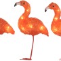 Konstsmide LED-Flamingos, 5er-Set. Acryl-Dekoleuchte für außen, bernsteinfarbenes Licht.