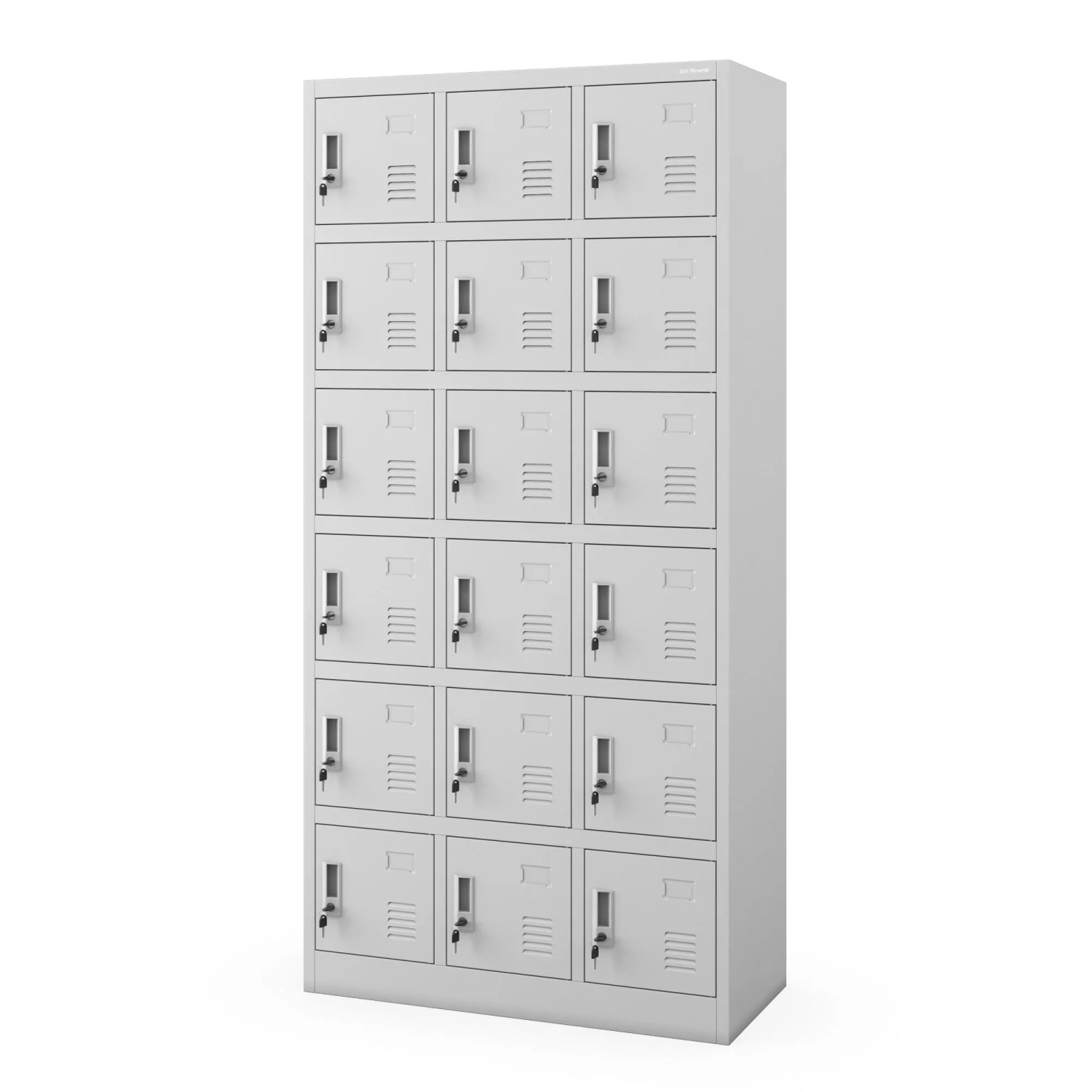 JAN NOWAK Spind Schließfachschrank mit 18 Fächern KAROL 185 x 90 x 40 cm Grau
