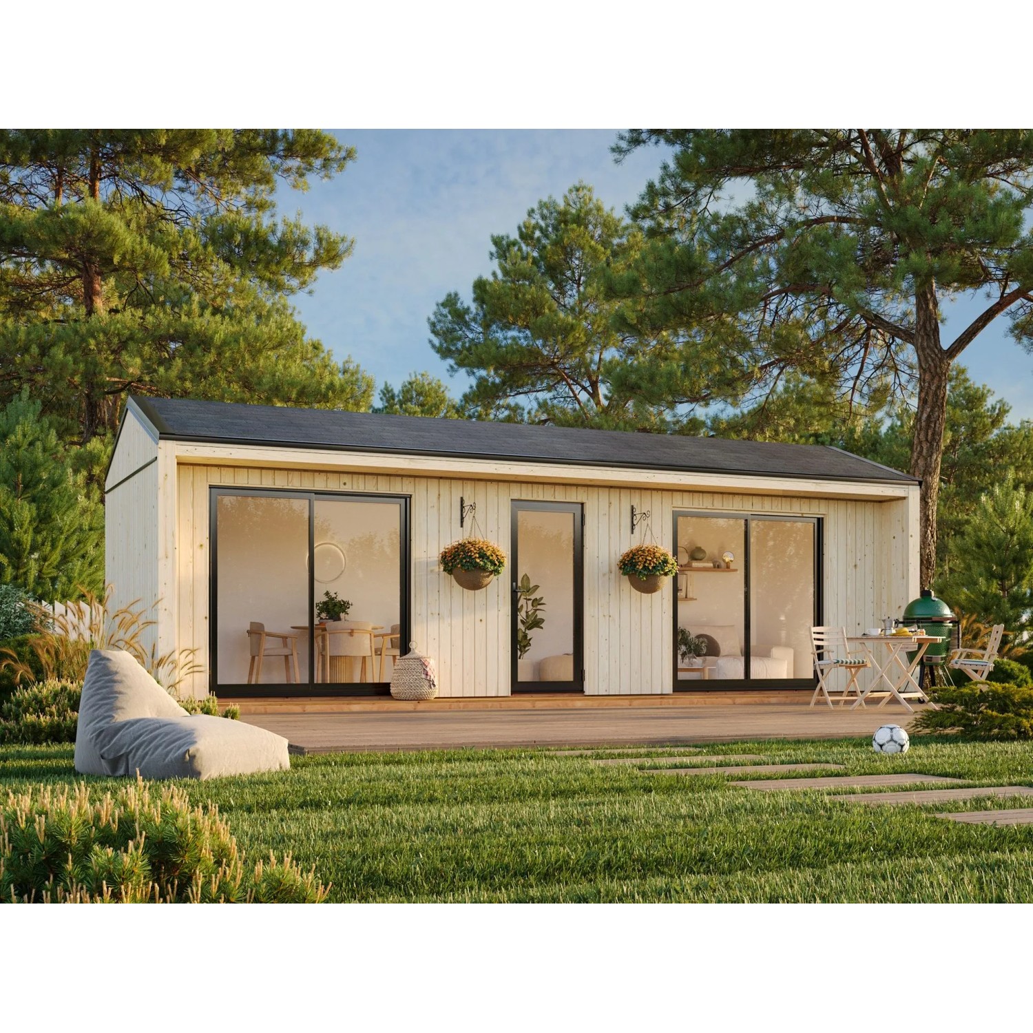 Palmako Holz-Gartenhaus Rebekka Satteldach Unbehandelt 901 cm x 339 cm 22,4 m²