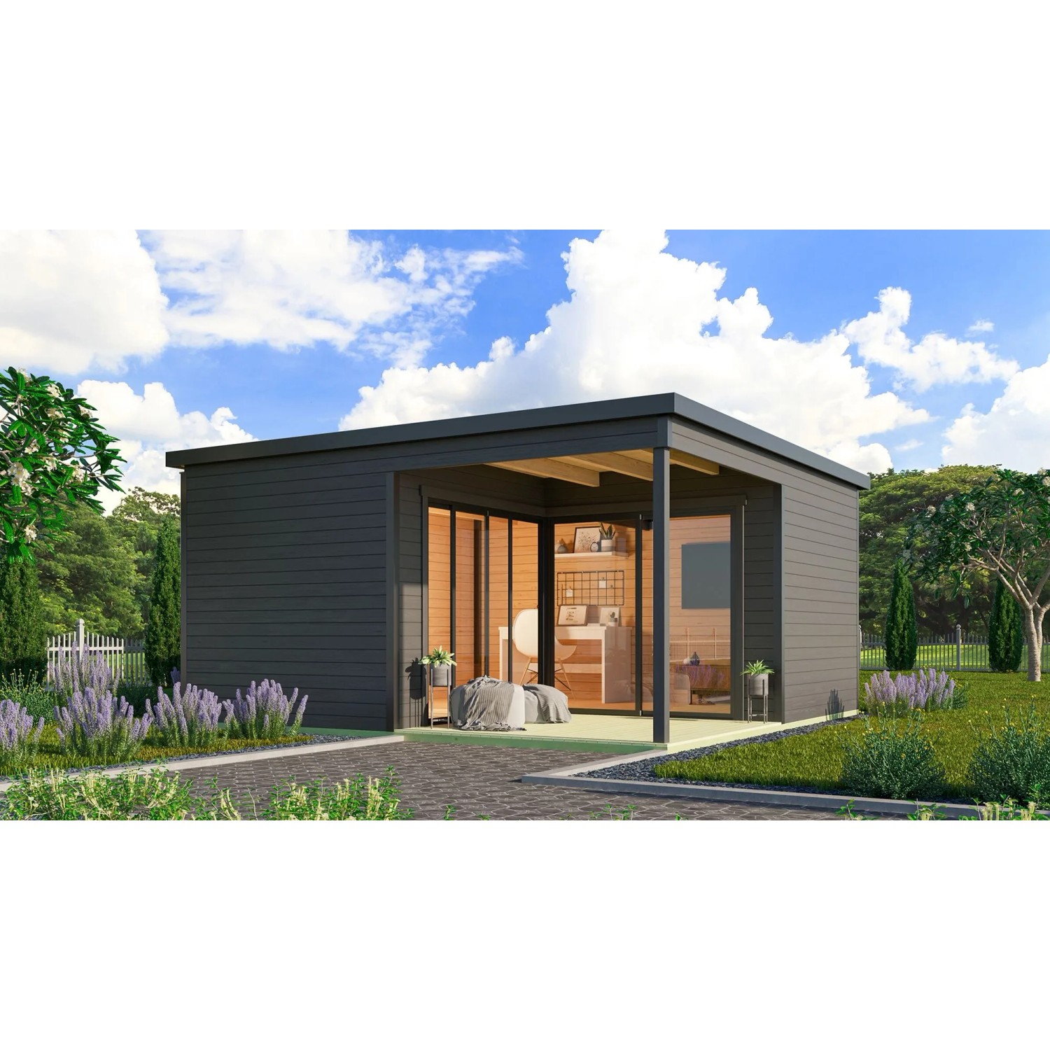 Lasita Gartenhaus Domeo 6 Loggia 500 cm x 500 cm Carbongrau