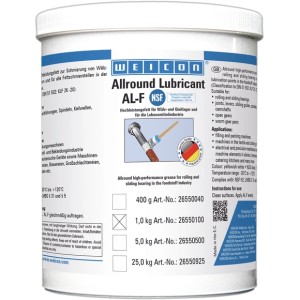 Weißer 1 kg Eimer WEICON Allround-Lubricant AL-F 1000 Hochleistungsfett, Schmierstoff für Lager und Getriebe.
