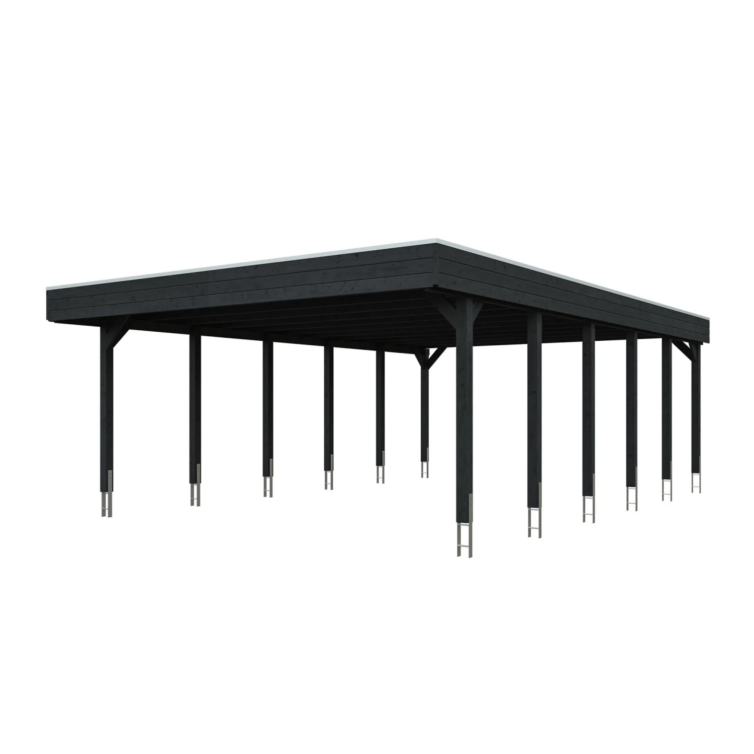 Skan Holz Carport Friesland mit Stahl-Dachplatten 546 cm x 860 cm Anthrazit