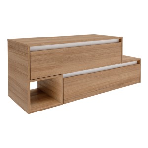 Fackelmann Waschbeckenunterschrank Vita, Eiche/Weiß, mit 2 Schubladen und offenem Fach.