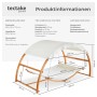 Tectake Hängematte Locarno Mit Holzgestell  Für 2 Personen Großes Sonnendach  Inkl  2 Kissen  328 x 160 x 171 50 cm Teak_5