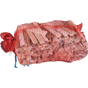 Netzsack mit Sparky Anfeuerholz (5 dm³) aus trockenem Weichholz, ofenfertig.