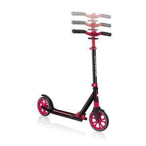 Globber NL 205 Tretroller, schwarz-rot, höhenverstellbar, mit Frontfederung. Ideal für Sport & Freizeit.
