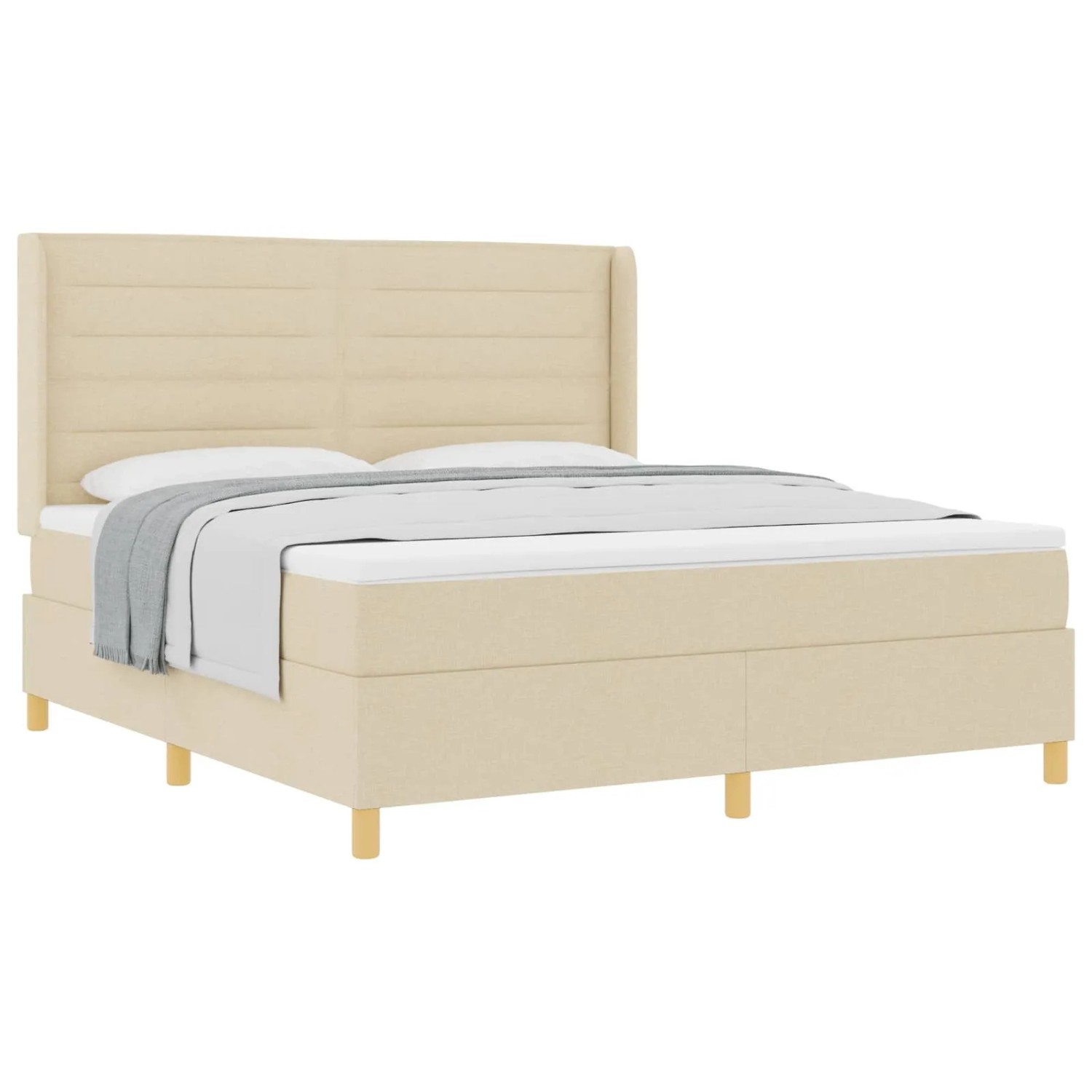 vidaXL Boxspringbett mit Matratze Creme 180 x 200 cm Stoff 3341789 günstig online kaufen
